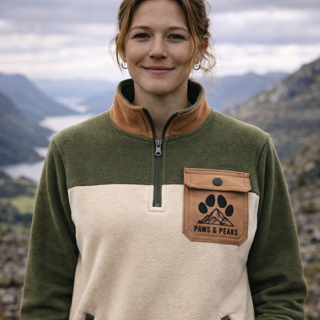 mid body shot of person wearing the Ascent Fleece on a rocky fell path

